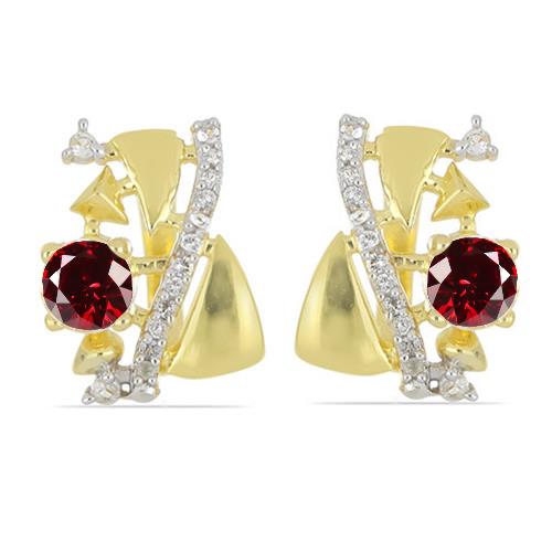 REAL GARNET GEMSTONE CLASSIC EARRINGS IN 925 SILVER
